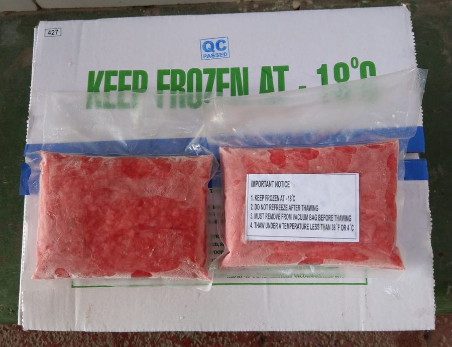 Frozen ground bluefin tuna