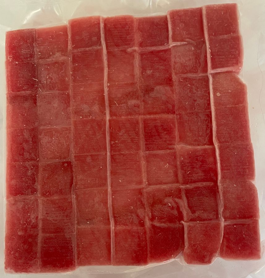 Frozen tuna cubes
